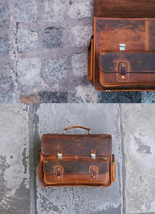 Image du produit Only-Bags.Store Porte-documents en cuir véritable, sacoche pour ordinateur portable, sac à bandoulière pour le