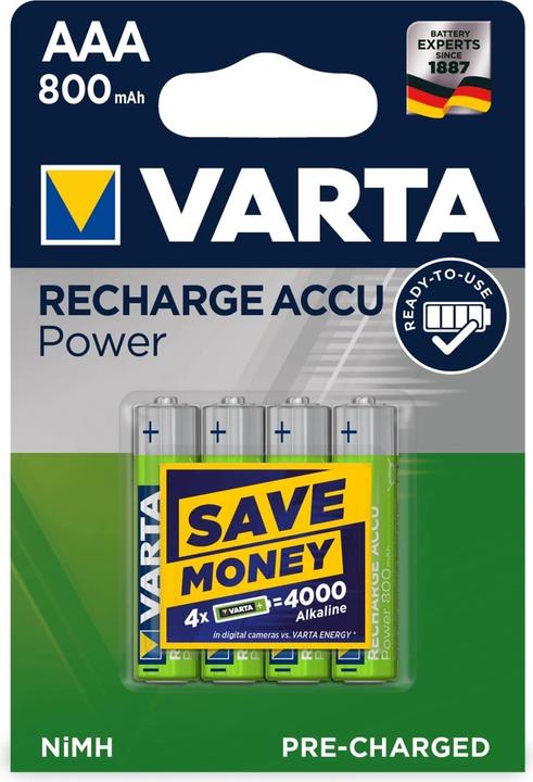 Image du produit Varta Recharger Accu Power (4 pcs, AAA, 800 mAh)