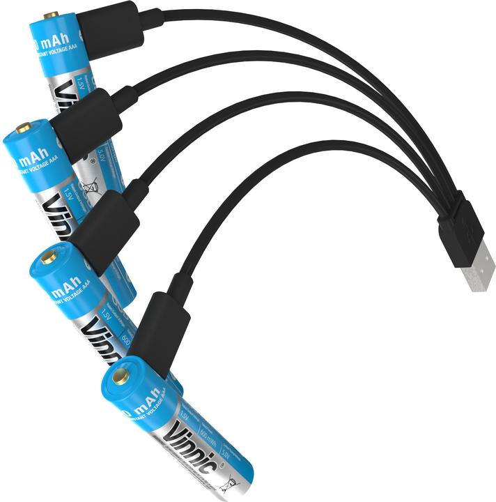 Produktbild Vinnic Rechargeable Battery AA USB-C 400mAh 4pcs incl. Case&Charging Cable (4 Stk., AAA, 400 mAh)