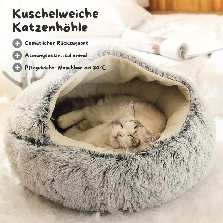 Produktbild Hermex Flauschige Katzenhöhle mit Katzenangel mit Federanhänger 10-tlg. (Katze)
