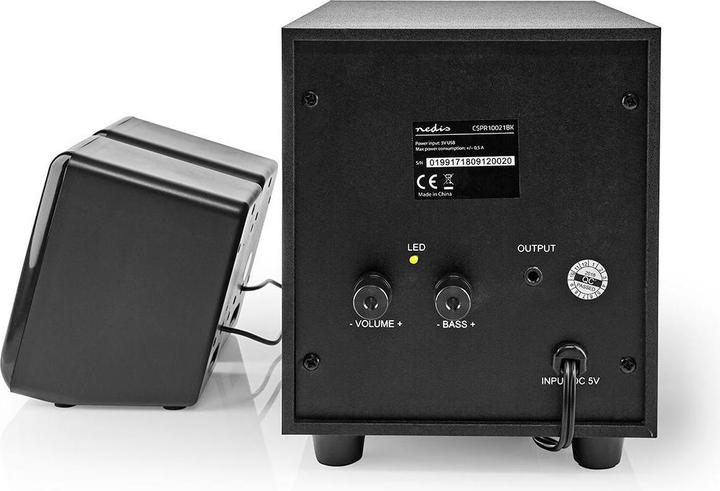 Produktbild Nedis PC-Lautsprecher - Stromversorgung über USB - Subwoofer - Anschlüsse Eingang: 1x 3.5 mm - 2.1 (1 Stk., 16 W)