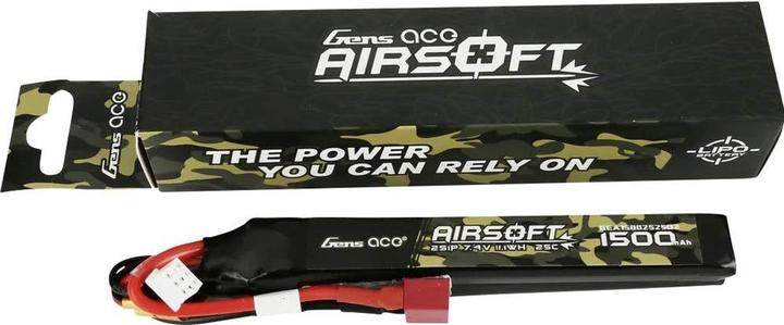 Immagine prodotto Gens Ace 25C 1500mAh 2S1P 7.4V Batteria Lipo per pistola Airsoft Nunchuck 2X con spina a T (7.40 V, 1500 mAh)