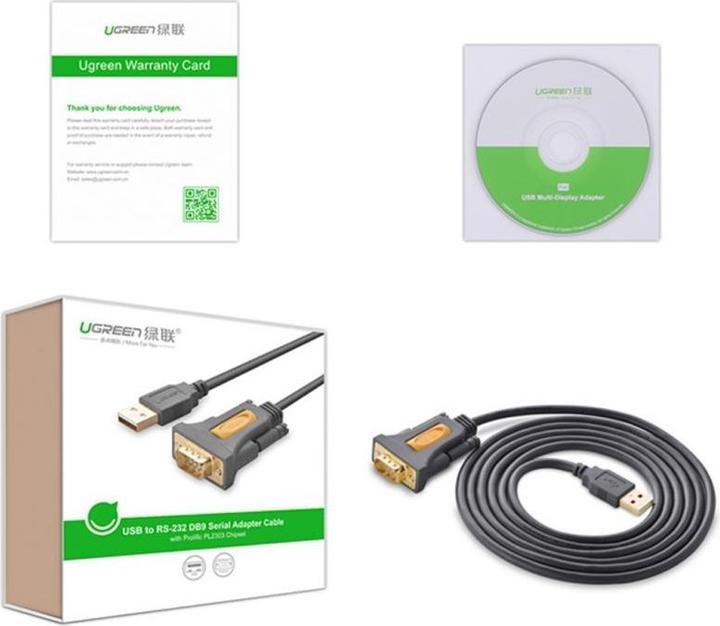 Image du produit Ugreen Câble USB do RS-232 CR104, 1.5m (black) (1.50 m)