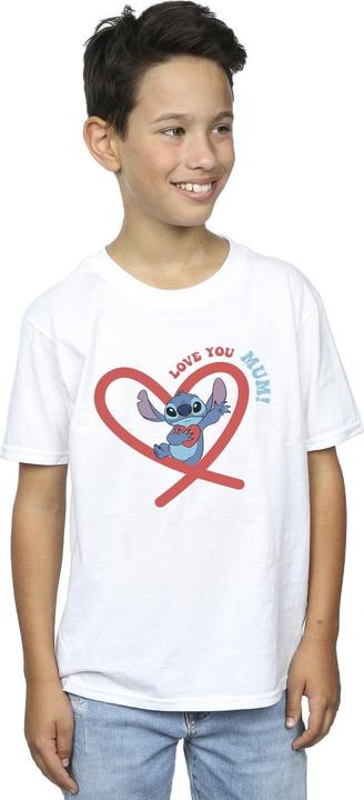 Actual product image Disney Boys Lilo & Stitch Love You Mum T-Shirt (128)