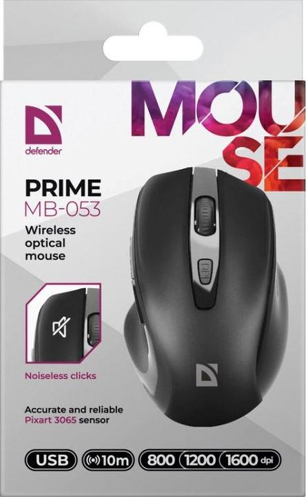 Actual product image Defender Mysz Prime Mb-053 Rf Silent Czarna Optical (Wireless)