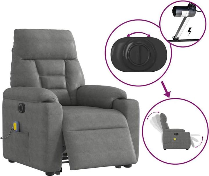 Produktbild VidaXL Massagesessel Aufstehhilfe Elektrisch Dunkelgrau Relaxsessel