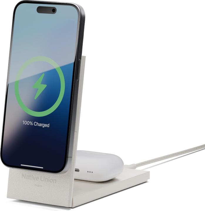 Actual product image Native Union Rise 2-In-1 Qi2 Wireless Charger Sandstone (15 W)