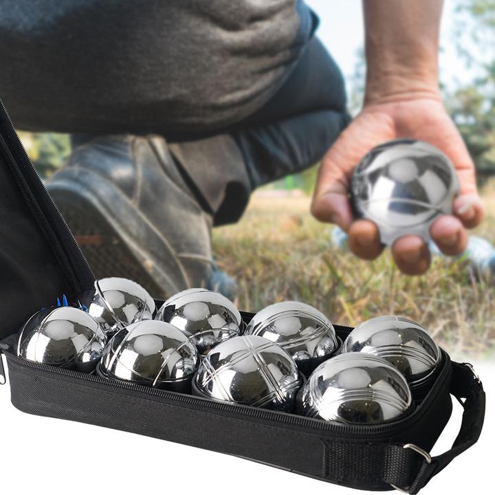 Actual product image Casativo Boules & pétanque game with 8 metal balls, wooden ball, distance metre, carrying bag (8 x, 72 mm)