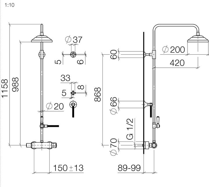 Actual product image Dornbracht Madison Showerpipe with shower thermostat, without hand shower, 34459360