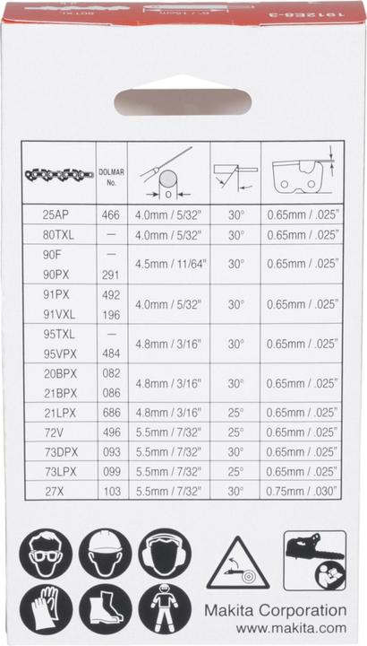 Actual product image Makita Chain DUC150 6"/15cm 0.325" 1.1 mm (Chainsaw, Saw chain)