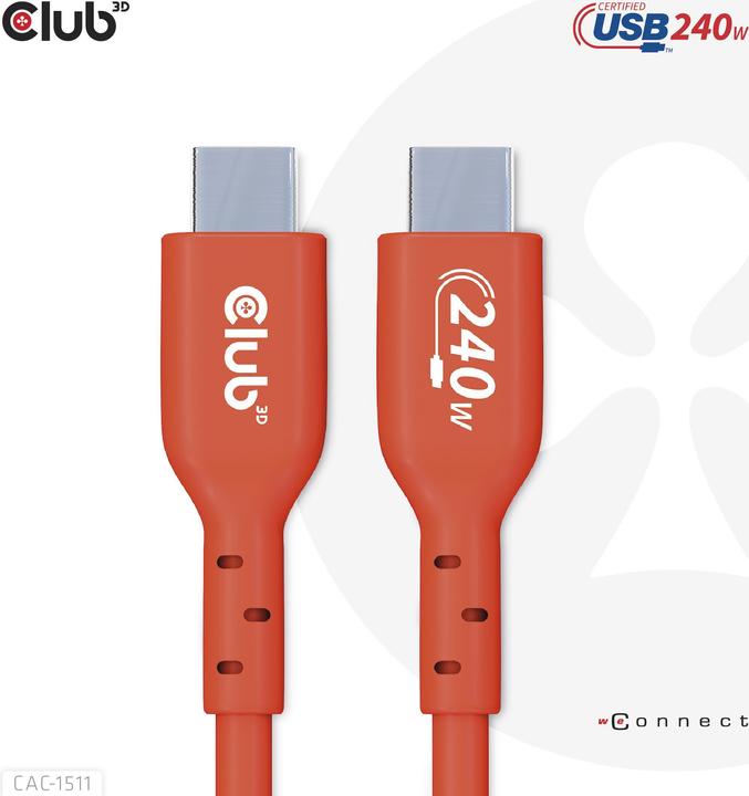 Produktbild Club 3D Club3D Kabel USB 2 Typ C PD 240W / 480Mb 1m St/St retail (1 m, USB 2.0, 240 W)
