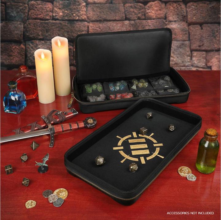 Enhance Tabletop RPGs Community Dice Organizer Case & XL Rolling Tray Black