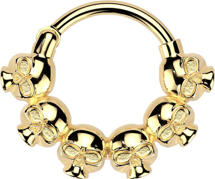 Immagine prodotto Star Piercing Anello a micro segmenti con cerniera placcata oro con sei teschi (senza ottone, Acciaio chirurgico 316L)