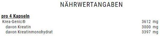Nährwerte und Zutaten Weider Maximum Krea-Genic (1 Stück, Kapseln, 115 g)