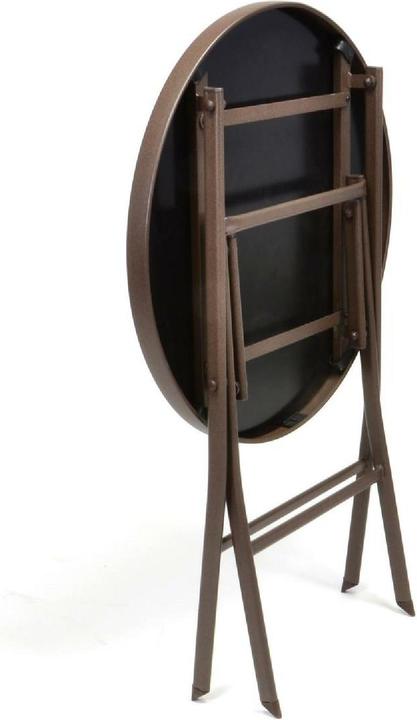 Produktbild VCM Bistrotisch mit Glasplatte klappbar Terrassentisch Glastisch braun Ø 60 cm Stahl (60 cm)