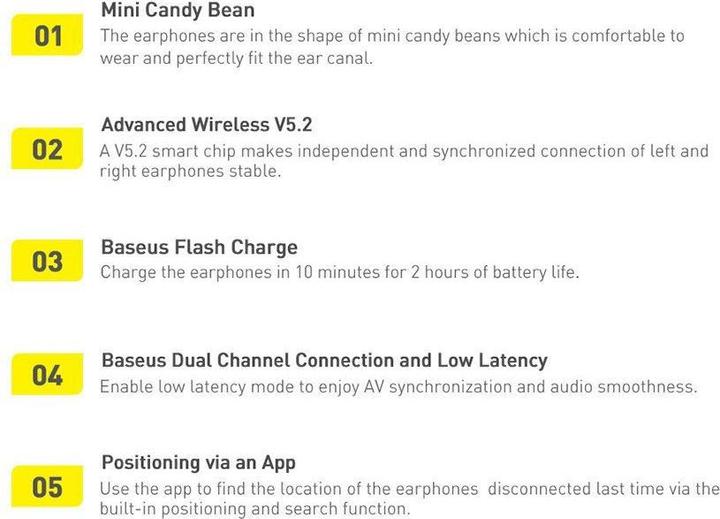 Actual product image Baseus Bowie E2 TWS earphones (black) (5 h, Wireless)