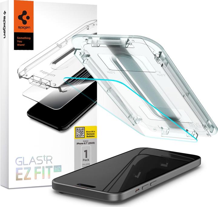 Actual product image Spigen Glass.TR iPhone 15 6.1" "EZ FIT" clear szkło hartowane AGL06907 (1 Piece, Apple iPhone 15)