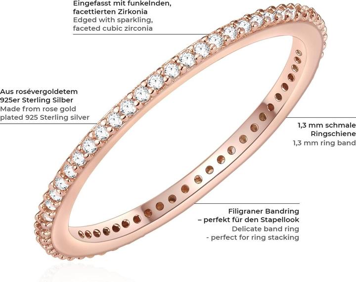 Produktbild Glanzstücke München Damen Sterling Silber Zirkonia roségold - 6098 (52, 925 Silber)