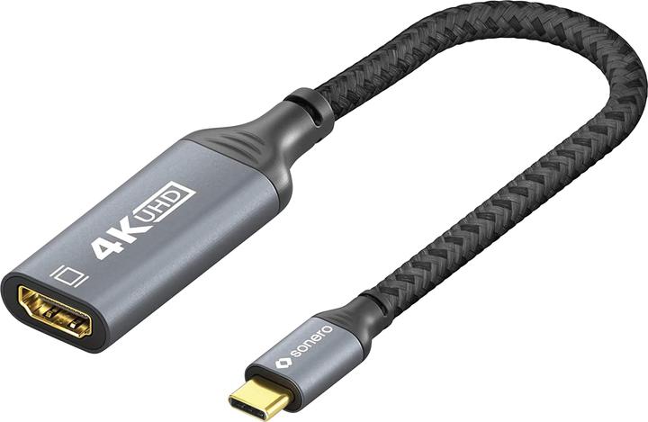 Produktbild Sonero USB-C/HDMI-Adapter, 4K60, 18Gbps, Stecker/Buchse, grau/schwarz, 10 cm (HDMI, 15 cm)
