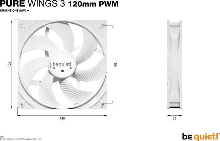 Image du produit be quiet! Pure Wings 3 PWM wh 120x120x25 (120 mm, 1 x)
