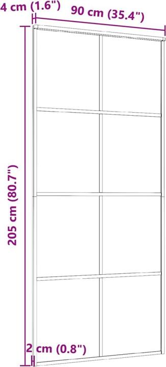 Produktbild Diverse Hardware Schiebetür Aluminium und ESG Glas 90x205 cm Schwarz