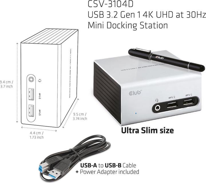 Produktbild Club 3D Csv-3104d (USB-B, 9 Ports)