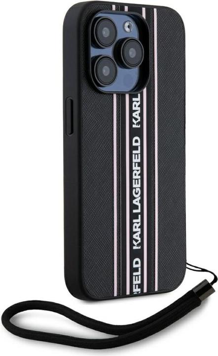 Actual product image Karl Lagerfeld PU Saffiano Athleisure Stripe and Strap Case for iPhone 15 Pro Pink (Apple iPhone 15 Pro)