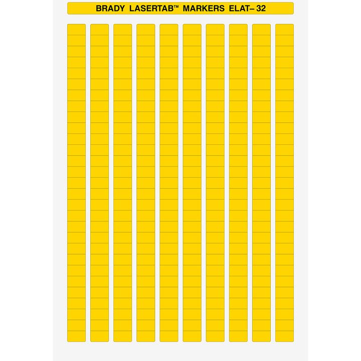 Produktbild Brady ELAT-32-747YL-10, Polyester, Gelb, 15 x 9 mm, dauerhaft klebend, DIN A4, 10-bahnig (10.150 E