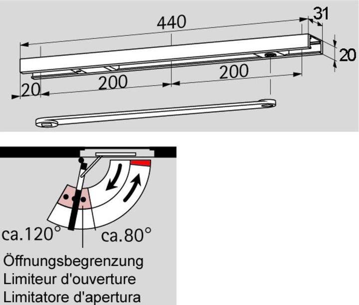 Actual product image Dormakaba Slide rail G 96 N K8/12 (Room door, Entrance door, Wooden door, French window, Indoor)