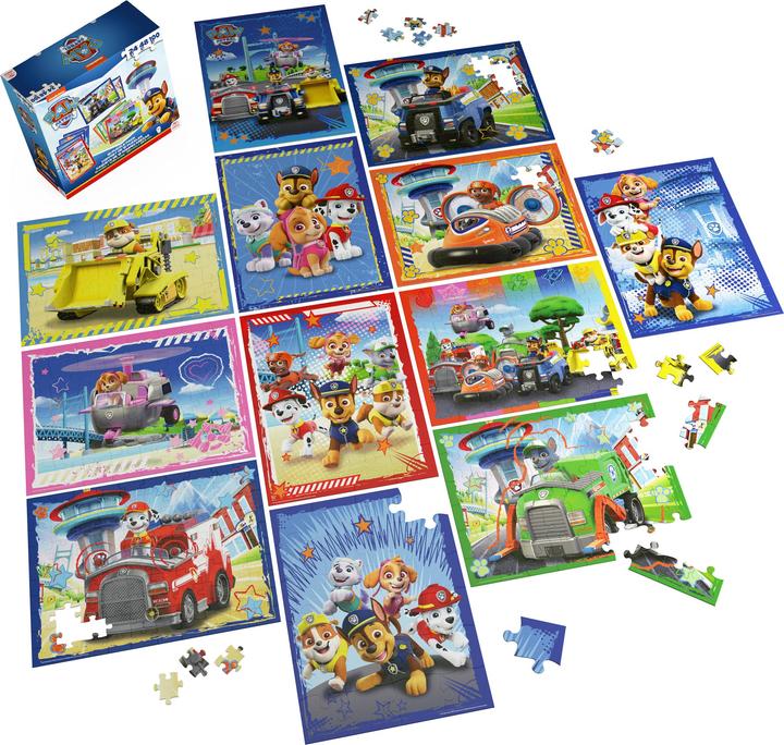 Actual product image Spin Master PAW Patrol, Coffret de 12 puzzles de 24, 48 ou 100 pièces, Chase, Marcus, Stella, Everest, Ruben, Zu (12 pieces)