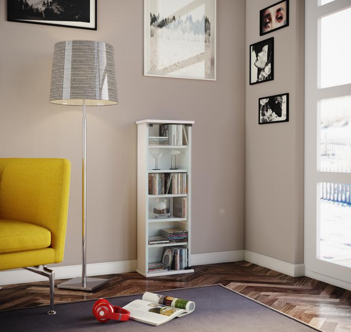 Produktbild VCM Holz CD DVD Stand Regal Vetro mit Glastür (31 x 18 x 92 cm)