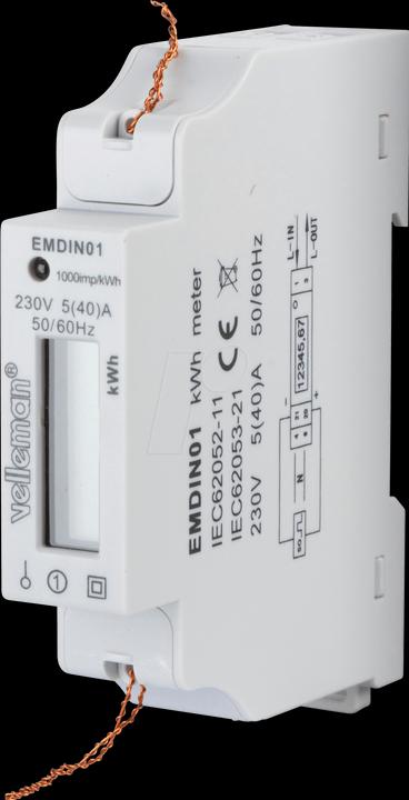 Image du produit Velleman Appareil de mesure des coûts énergétiques KWh monophasé pour le montage d'une maison 1 ML