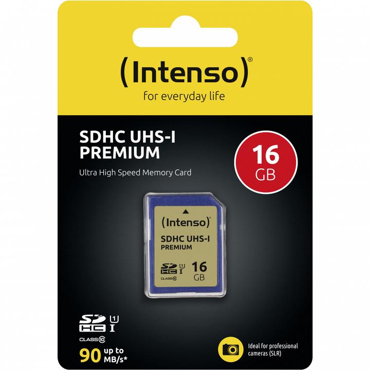 Produktbild Intenso SDHC Card 16GB Class 10 UHS-I Premium (16 GB, SDHC, U1, UHS-I)