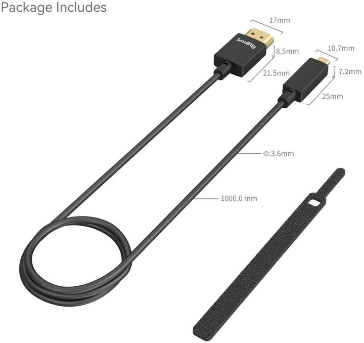 Produktbild SmallRig Ultra-Slim 4K HDMI Data Cable (D to A) (100cm) 4795 (1 m, HDMI)