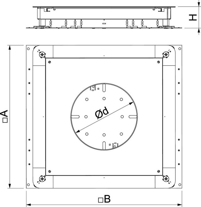 Actual product image OBO Bettermann OBO UGD350-3R4 Underfloor junction box 350-3 for GESR4 510x467x