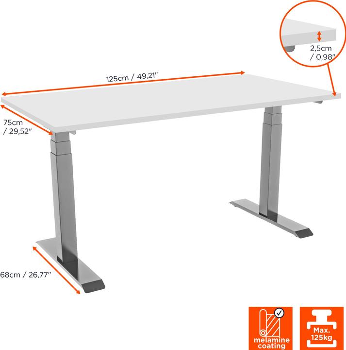 Produktbild Celexon elektrisch höhenverstellbarer Schreibtisch Professional eAdjust-58123 - grau, inkl. Tischpl