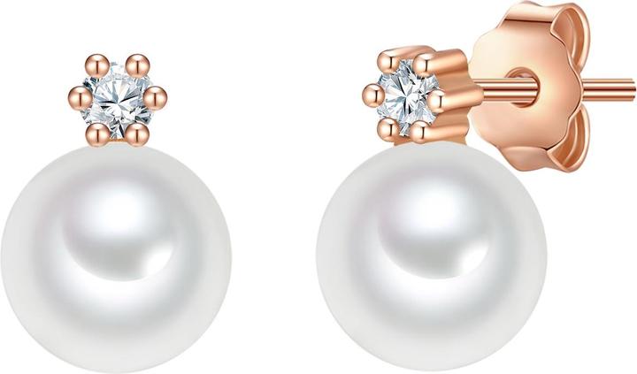Immagine prodotto Valero Pearls Donna Argento 925 Cubic Zirconia Perle d'acqua dolce coltivate Oro Rosa - 32368 (Argento)