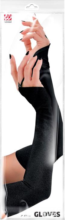 Produktbild Widmann SCHWARZE FINGERLOSE SATINHANDSCHUHE - 43 cm, One Size Fits Most Adult (One Size)