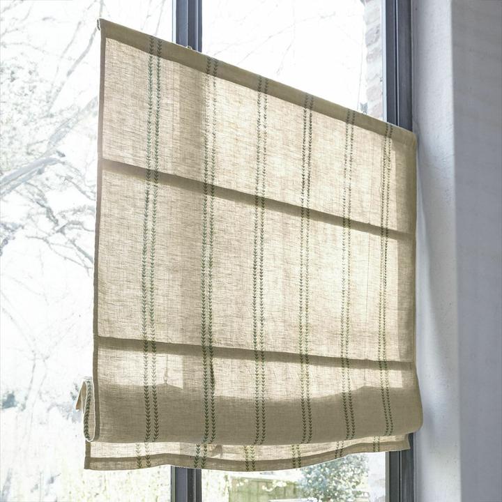 Produktbild Loberon Faltrollo Fides leinen/grün (120 x 100 cm)