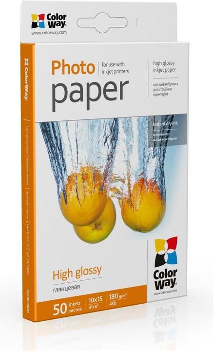 Colorway Carta fotografica lucida, 50 fogli, 10x15, 180 g/m² (180 g/m², 10 x 15 cm, 50 x)