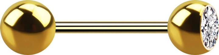 Star Piercing Micro Barbell vergoldet mit Kugel und Kugeln Kristall silber (ohne Messing, Chirurgenstahl 316L)