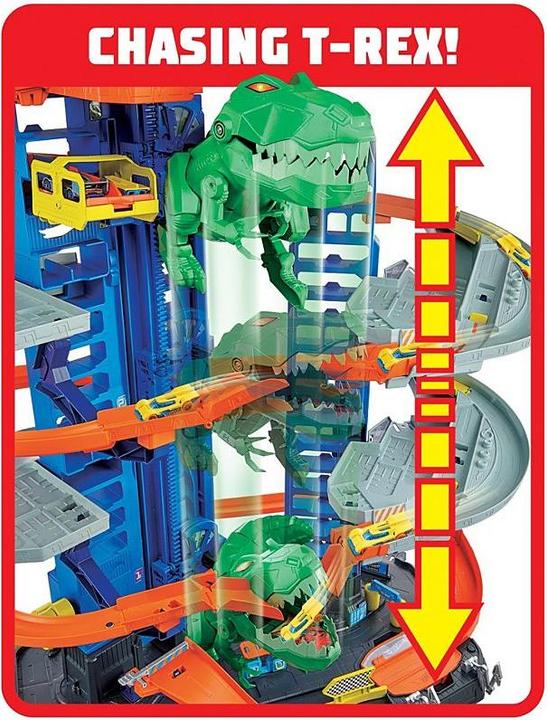 Actual product image Hot Wheels City Megacity Parking Garage with T-Rex Attack