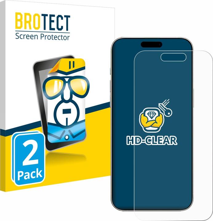 BROTECT Schermbeschermer Schermbeschermfolie Helder Transparant (2 Stuk, Apple iPhone 16)
