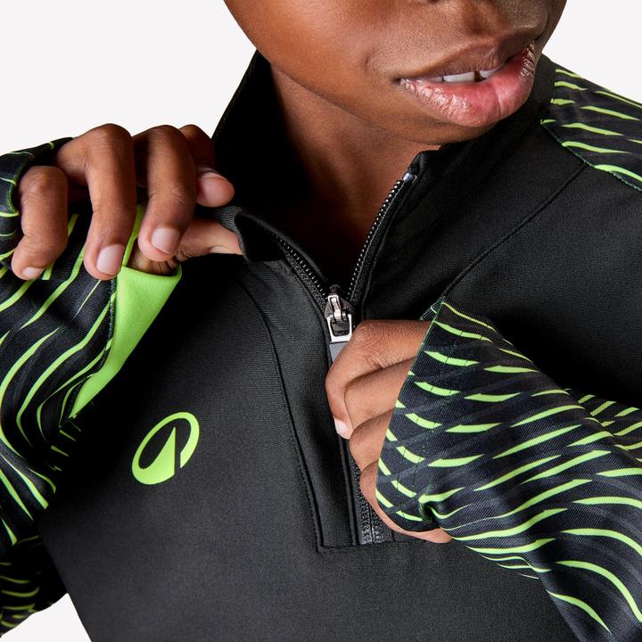 Image du produit Kipsta Sweat De Football Enfant 1/2 Zip Viralto Jr Wave Noir, Jaune Fluo