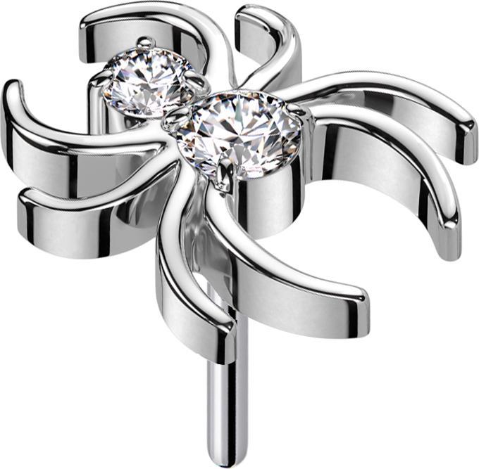 Star Piercing Threadless Spinne silber Kristalle silber (Titan G23, ohne Messing)