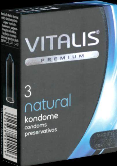 Produktbild Vitalis PREMIUM «Natural» 3 Kondome für Safer Sex in jeder Stellung (3 Stk.)