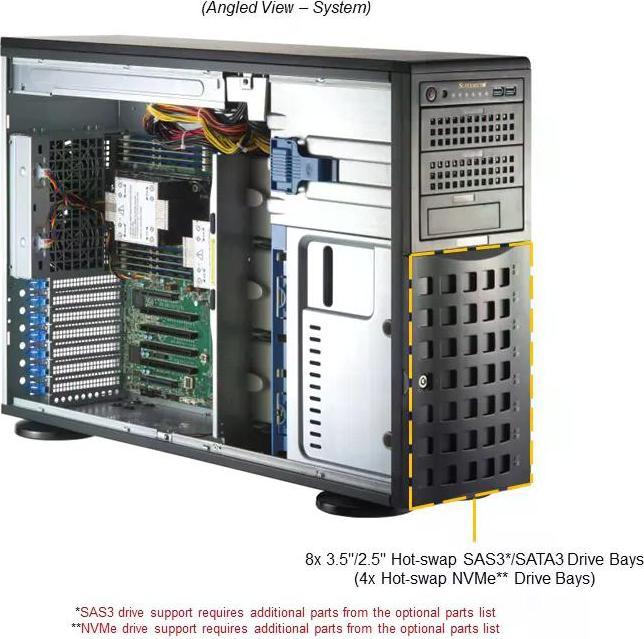 Actual product image Supermicro Super Micro Tower/4U Enclosure 8x LFF/SFF MBD-X13DEI 2x1200W
