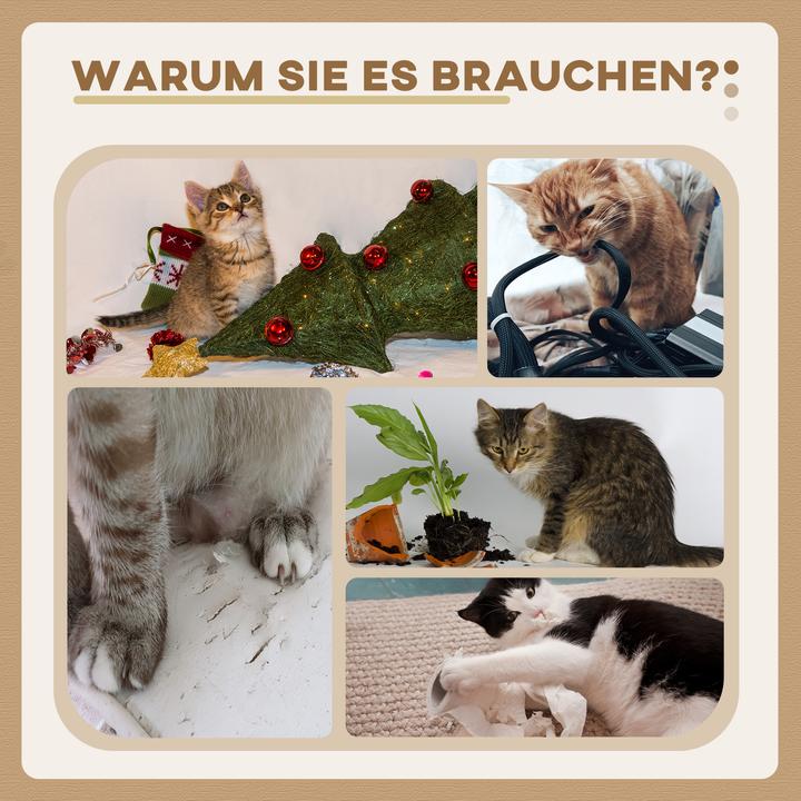 Produktbild PawHut Eckiger Kratzbaum mit Spielball (81 cm, Cremeweiss, Grau)