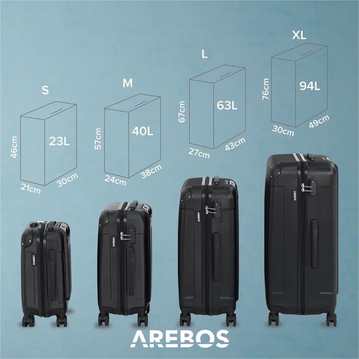 Image du produit Arebos Valise de voyage (94 l, Bagage à main (jusqu'à 50l), M (50 - 90l), L (90 - 115l), XL (à partir de 115l))