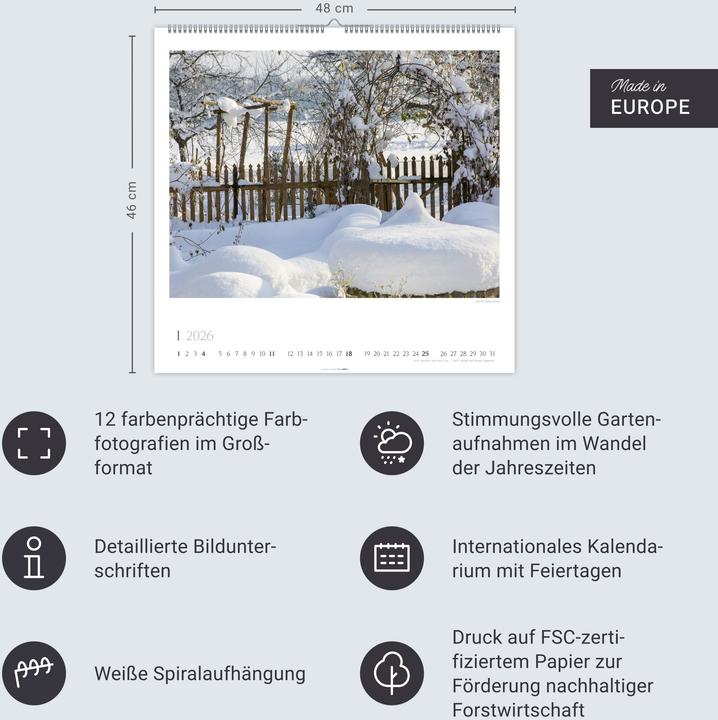 Produktbild Bauerngärten Kalender 2026 (48 x 46 cm, Englisch, Deutsch)